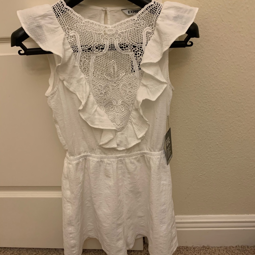 Express White Ruffle Front Romper - Picture 4 of 4